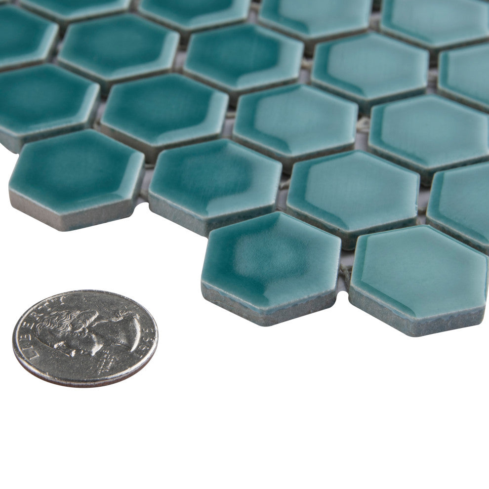 Tribeca 1" Hex Jade Porcelain Floor and Wall Tile