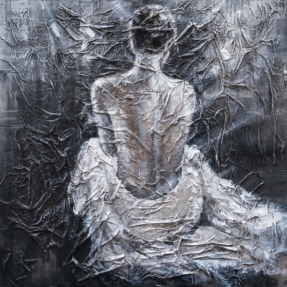 "A Lonely Night" Hand Painted Canvas Art, 40"x40" - Wrapped Canvas Painting