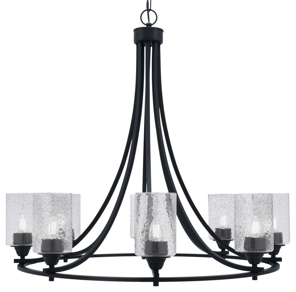 Paramount Uplight 8-Light Chandelier, Matte Black, 4" Smoke Bubble Glass