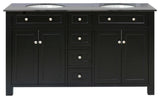 62" Double Sink Vanity Wood-Black-Black Galaxy Top