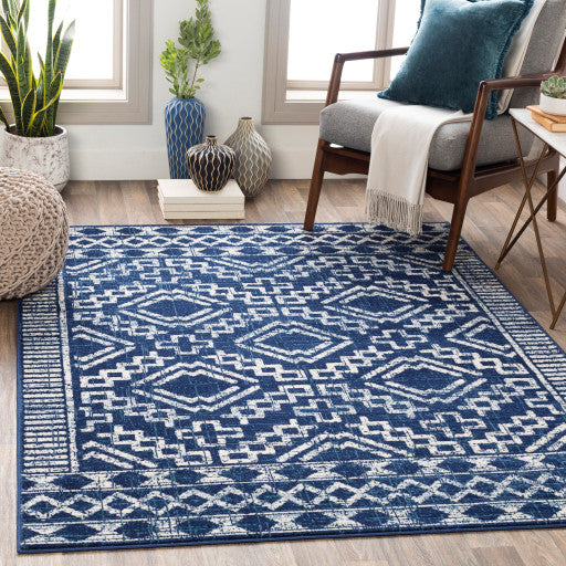 Surya Ustad UST-2312 7'10"x10'2" Rug, Navy/Denim/Cream