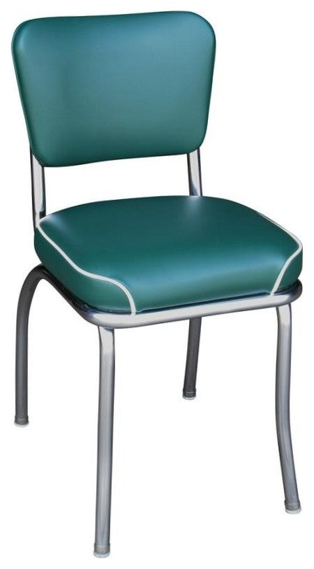 Retro Home Upholstered Dining Chair, Green, Waterfall Seat