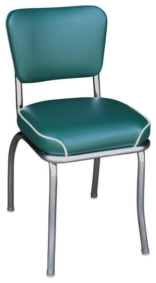 Retro Home Upholstered Dining Chair, Green, Waterfall Seat