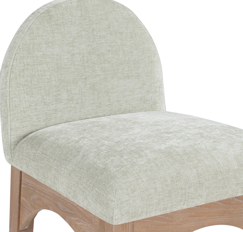 Waldorf Chenille Upholstered Stool, Black, Chenille, Natural Finish, Mint, Chenille Fabric, Natural Finish