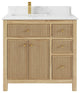 Sonoma 36 Left Offset Bath Vanity in Light Natural Teak with 1.5" Empira Quartz
