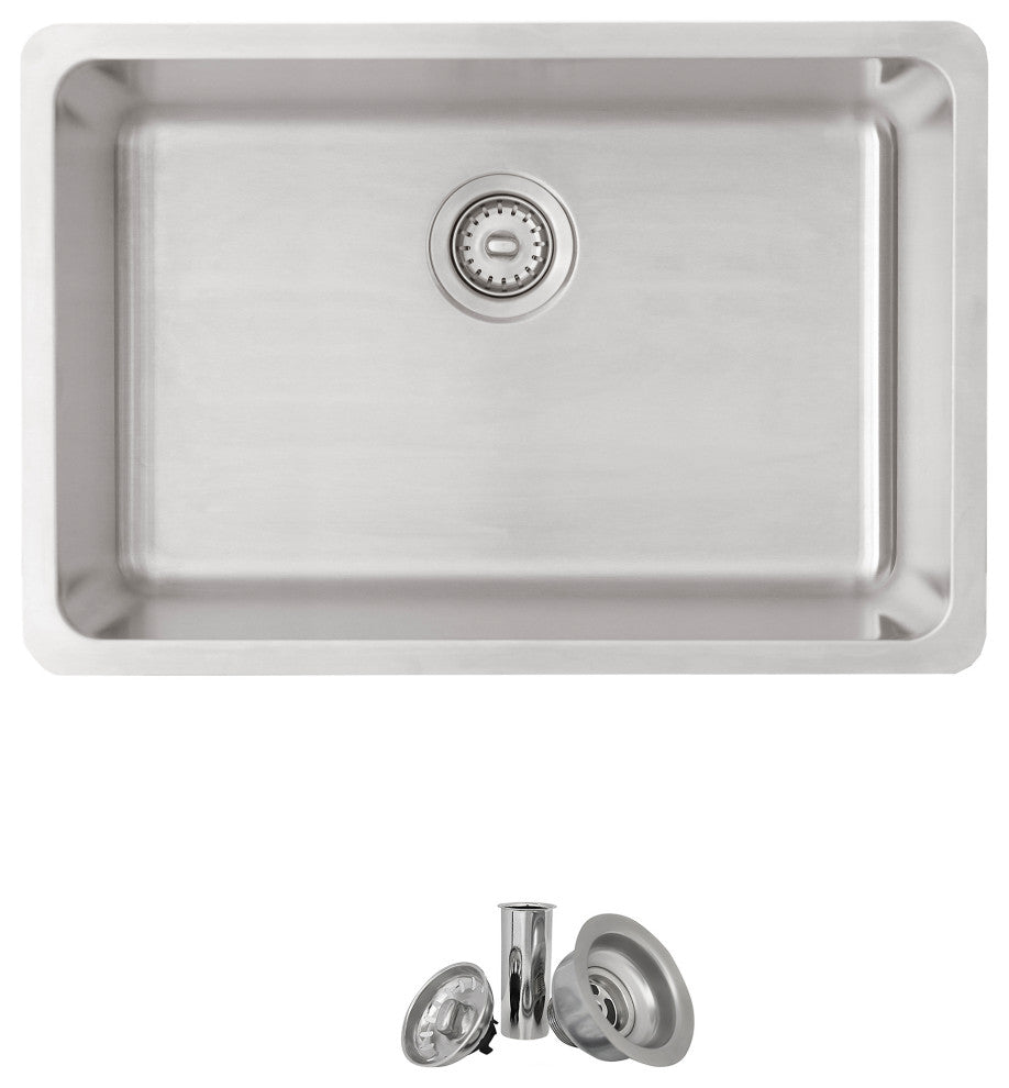 STYLISH 27 inch Single Bowl Undermount and Drop-in Stainless Steel Kitchen Sink