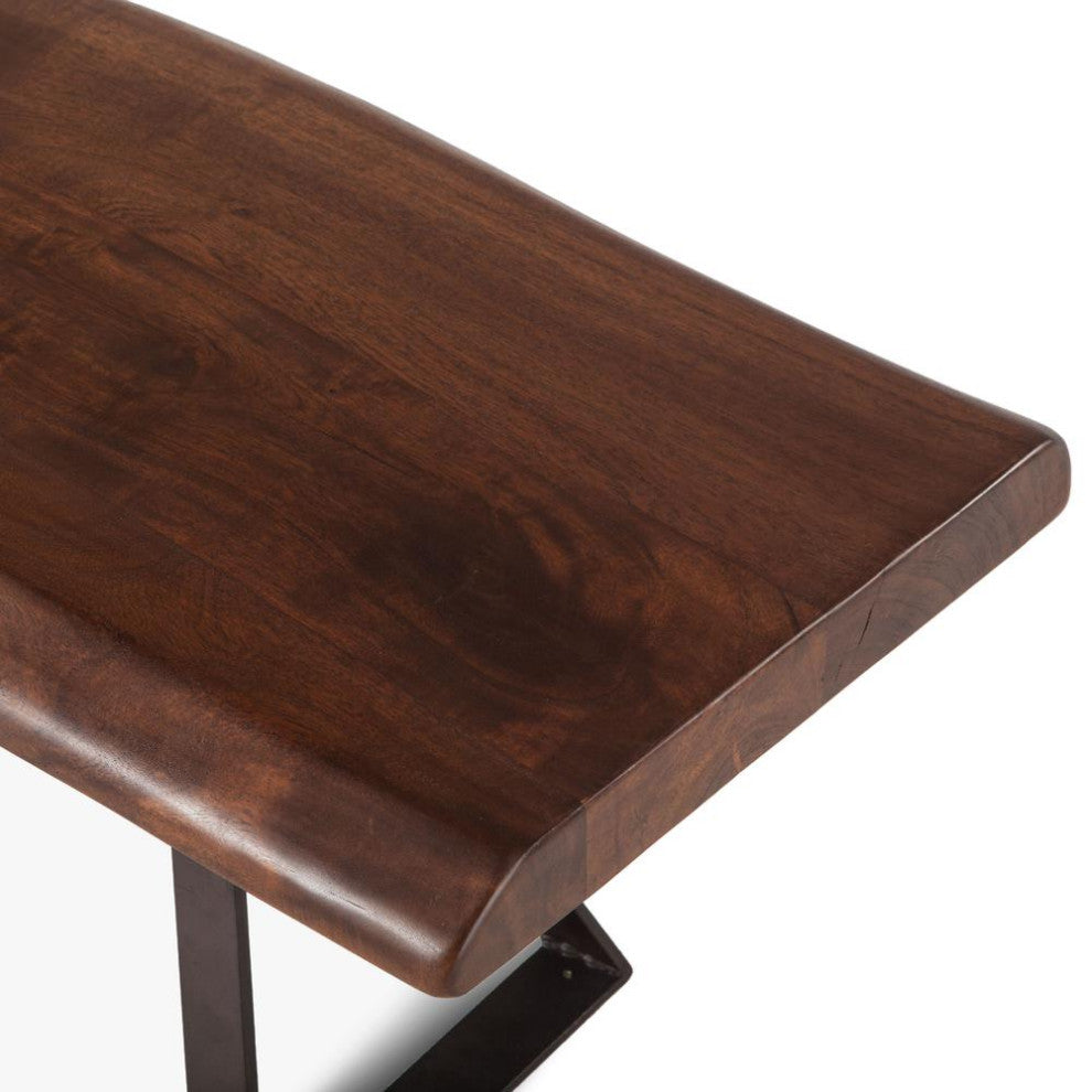 Nottingham 72-Inch Acacia Wood Live Edge Dining Bench in Walnut Finish