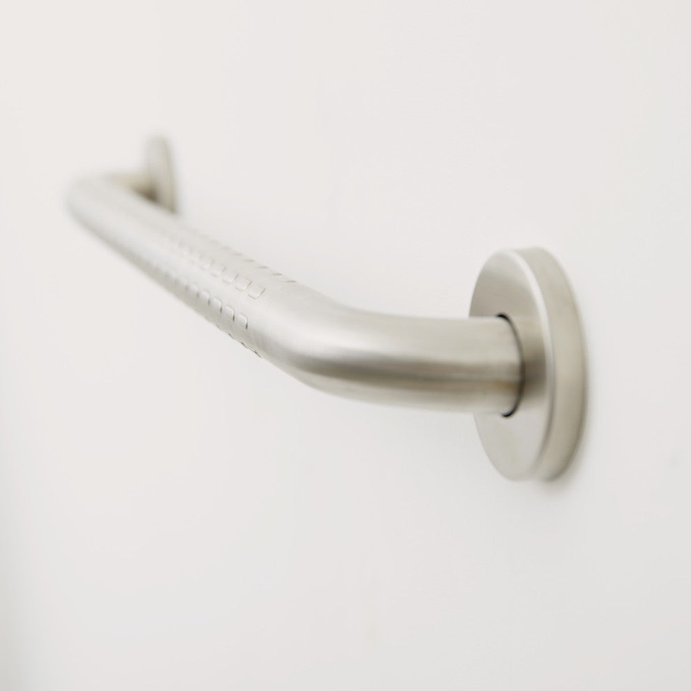 ADA Bathroom Shower Grab Bar With Safety Grip, Satin, 18"