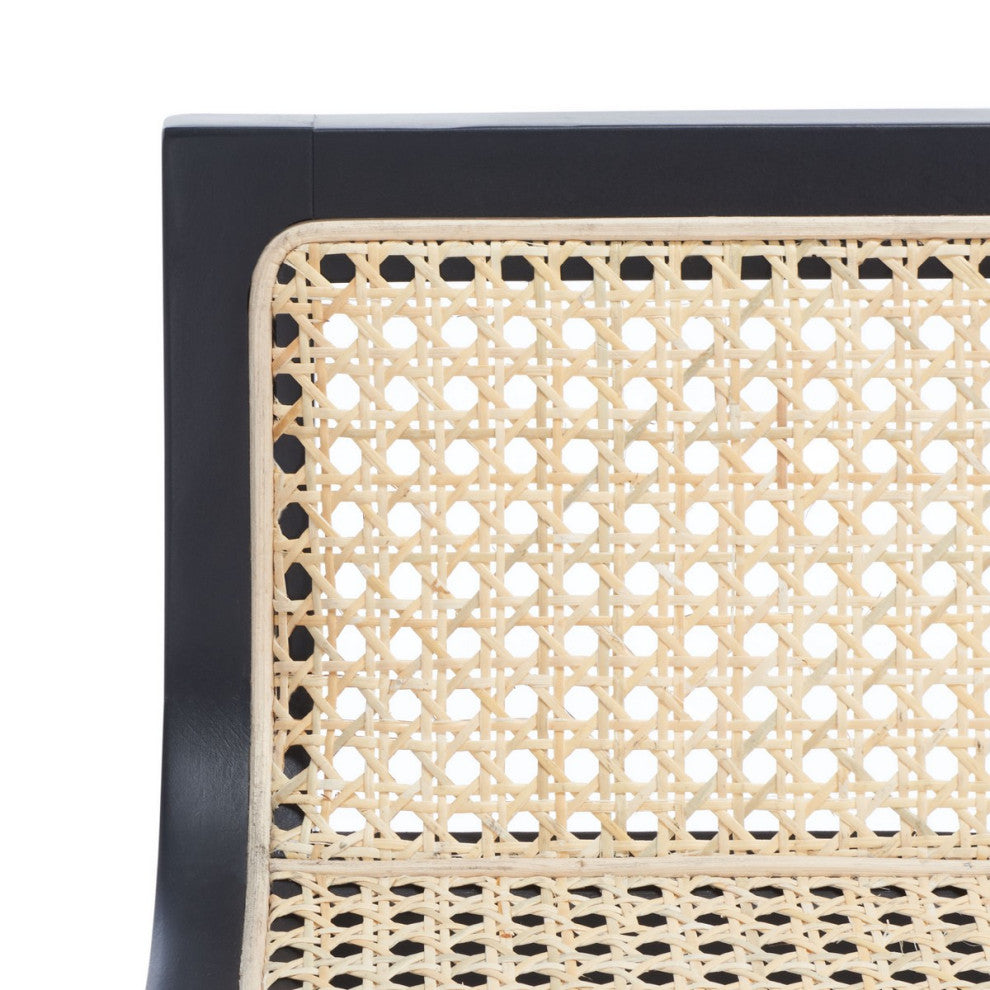 Safavieh Saito Lowback Cane Center Stool, Black/Natural