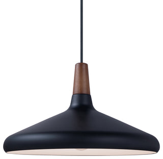 Maxim 11354 Nordic 1 Light 15\" Wood / Aluminum Pendant - Walnut / Black