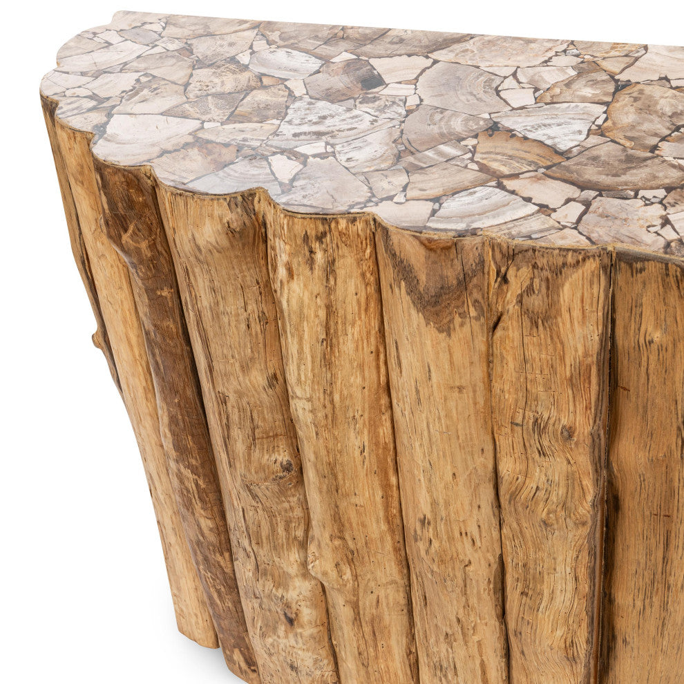 Norwest Petrified Teak Wood Console Table