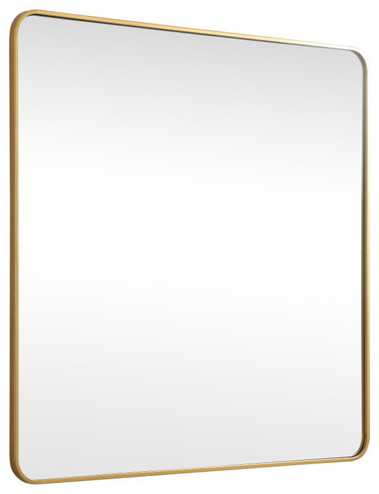 Ellis Soft Corner Metal Square Mirror 48x48 Inch, Brass