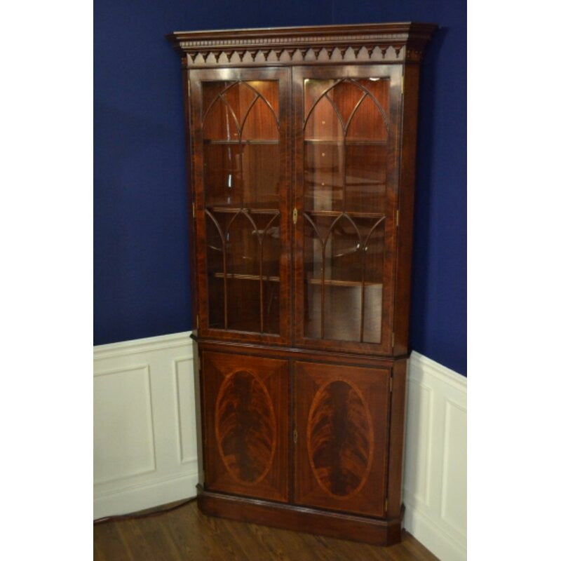 Traditional Mahogany Corner China Cabinet by Leighton Hall