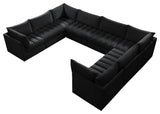 Jacob Velvet Upholstered 8-Piece U-Shaped Modular Sectional, Black