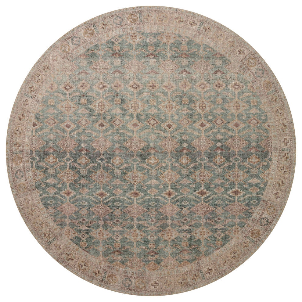 Angela Rose x Loloi Aubrey Aqua / Sand 5''-0" x 5''-0" Round Area Rug