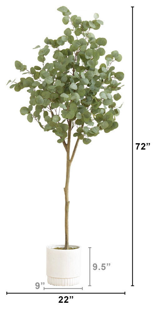 6ft. Artificial Eucalyptus Tree with White Decorative Planter