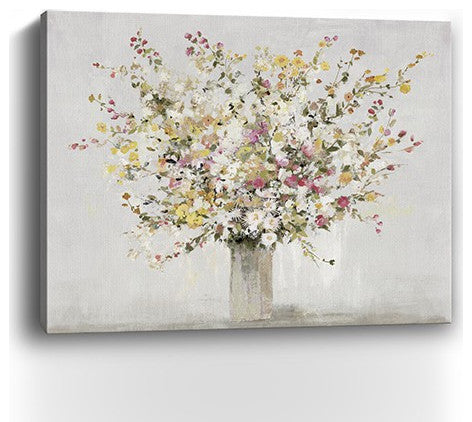 Small Colorful Wildflowers in a Vase Canvas Wall Art