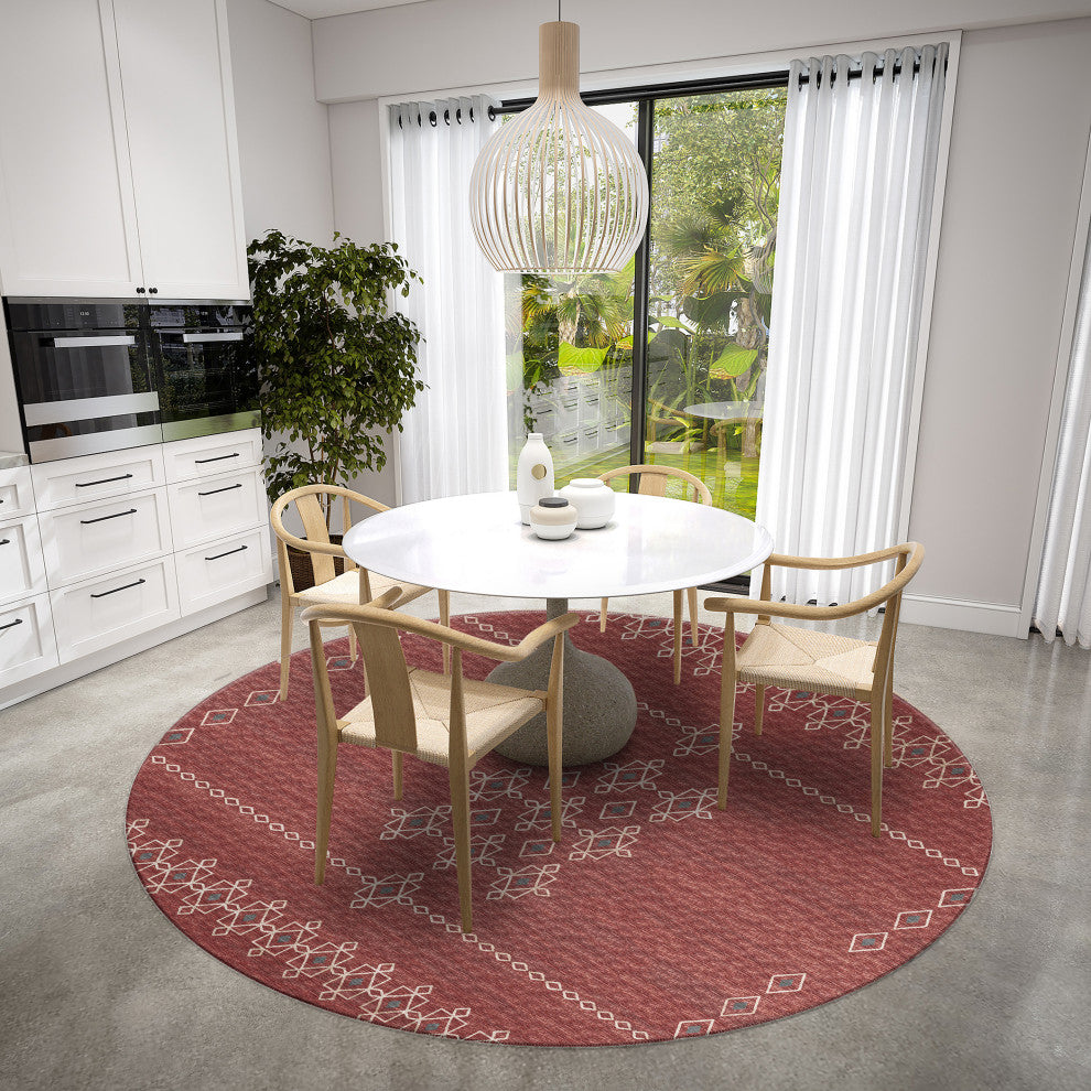 Indoor/Outdoor Sedona SN3 Paprika Machine Washable 6' x 6' Round Rug