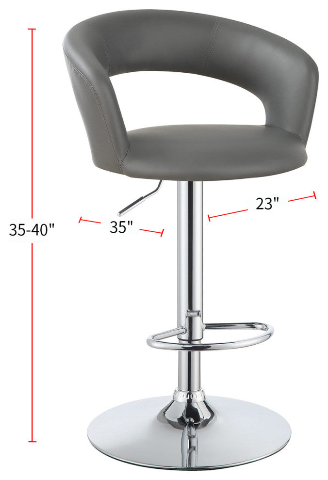Faux Leather Adjustable Height Bar Stool Chrome and Gray