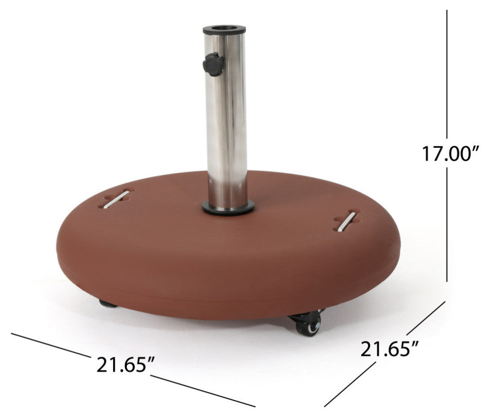 Louise Outdoor Concrete Circular 80lb Umbrella Base Holder, Red