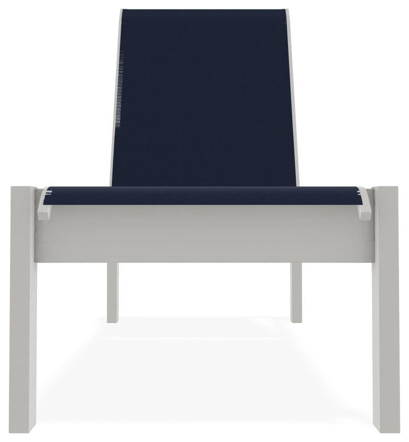Leeward Sling Stackable Outdoor Chaise Lounge, Navy/Snow
