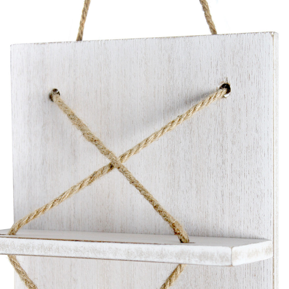 Positano Nautical Rope 4 Bottle Vertical Wall Mounted Wood Wine Rack, White Wash
