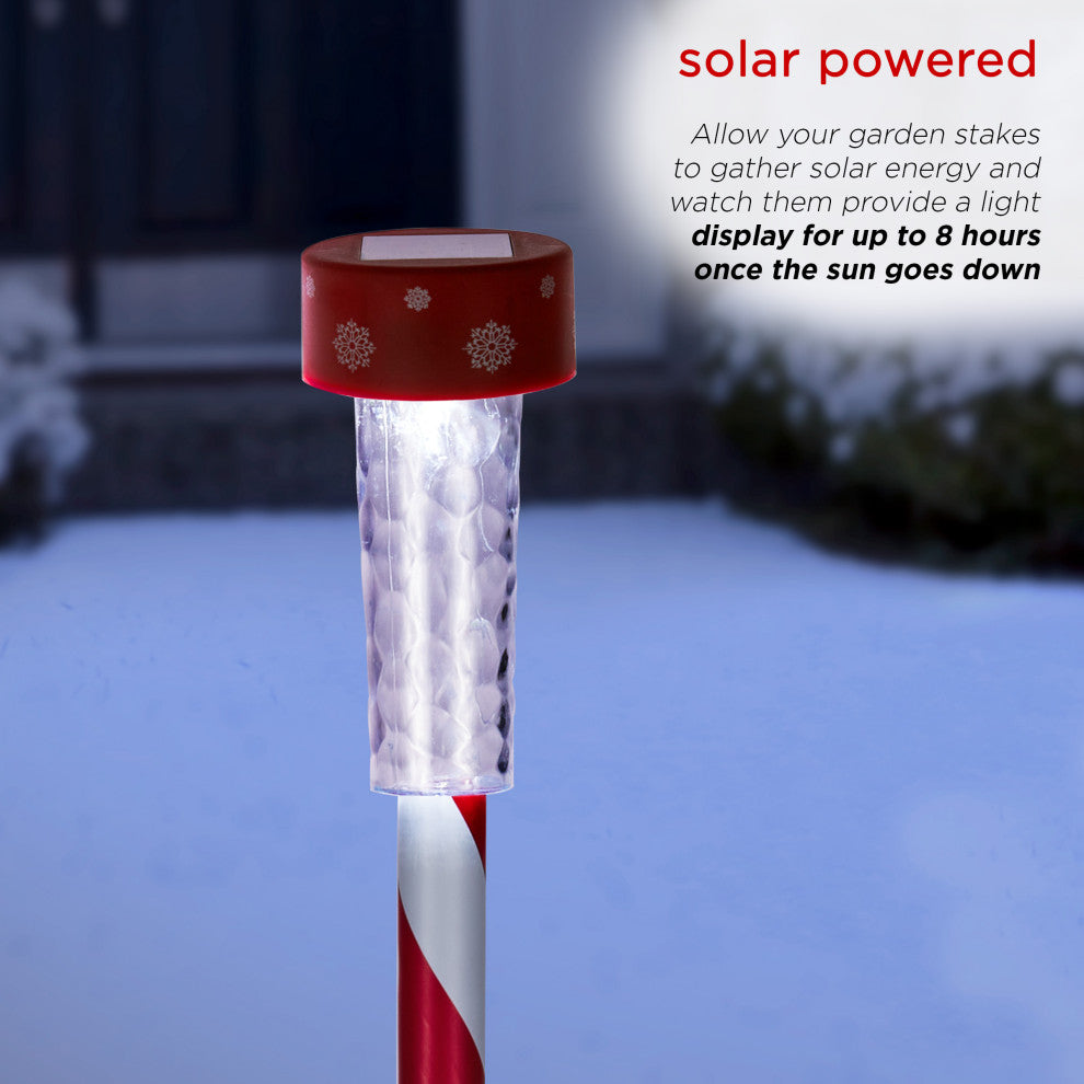 Solar Christmas Striped Pathway Garden Stake - Set of 4