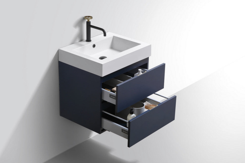 Bliss 24" Wall Mount Bathroom Vanity, Blue