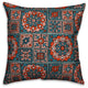 Patchwork Mandala, Blue and Red Throw Pillow Cover, 20"x20"