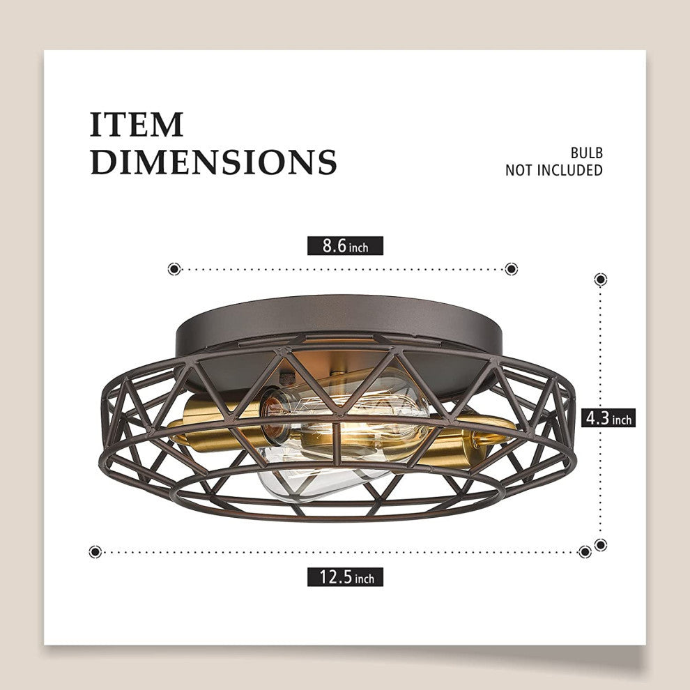 2 light cage ceiling light fixture farmhouse Semi Flush Mount Ceiling Light