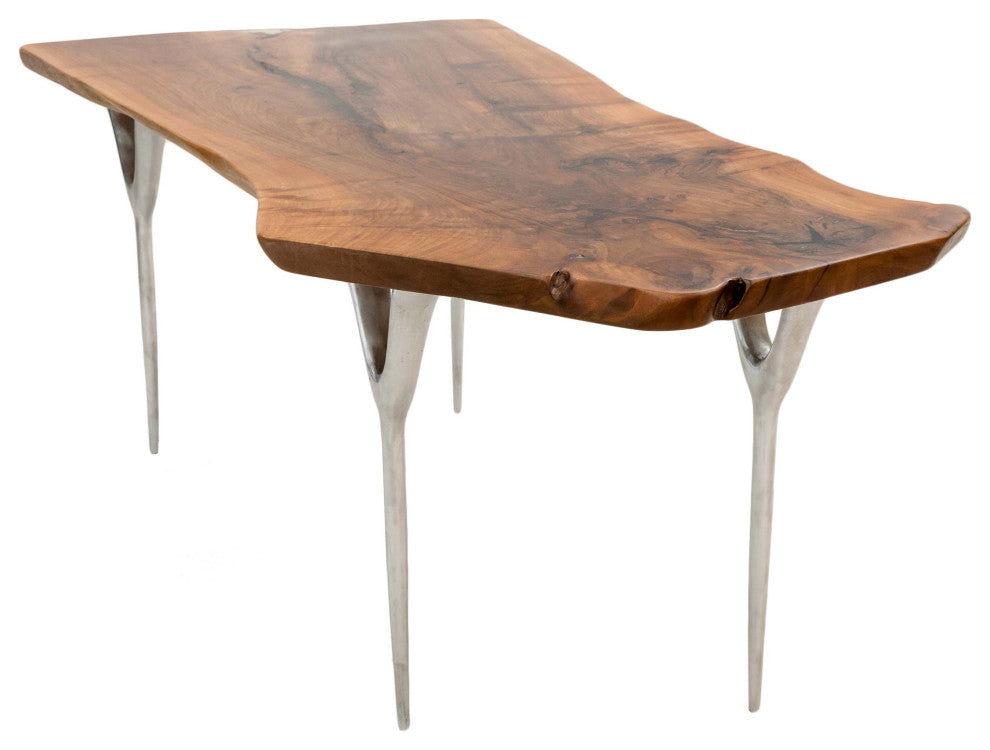 Walnut Slab Table with Cast Aluminium Legs 74"x37"x30"
