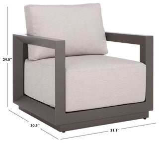 Safavieh Couture Donaldo Aluminum Outdoor Chair, Dark Grey/Beige