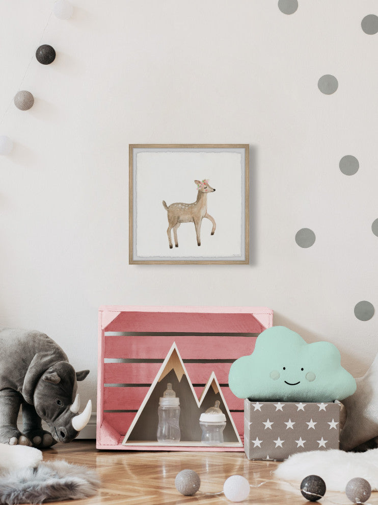 "Fawn Steps" Framed Painting Print, 12x12
