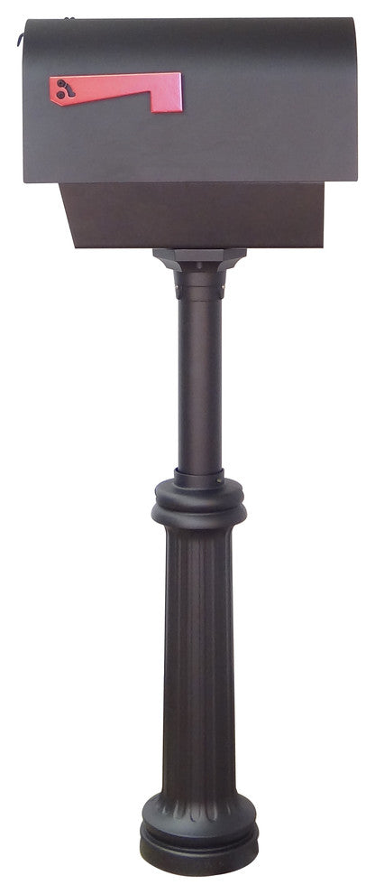 Titan Aluminum Curbside Mailbox With Newspaper Tube and Bradford Mailbox Post