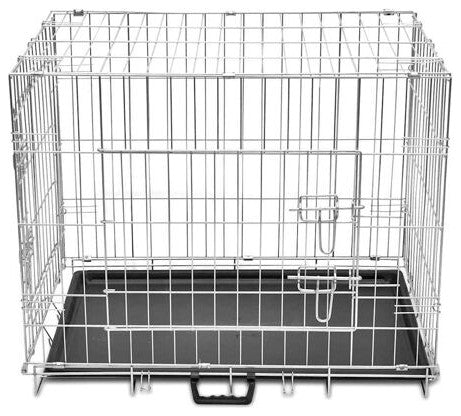 30" Dog Crate 2 Door w/ Tray Fold Metal Pet Cage Kennel House for Animal