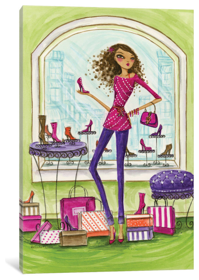 iCanvas Shop the City Shoe Shop Gallery Wrapped Canvas Art Print by Bella Pilar