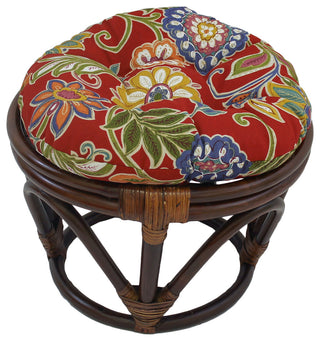 18" Round Spun Polyester Tufted Footstool Cushion, Alinea Pompeii