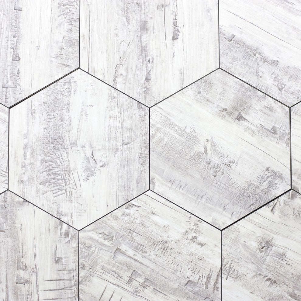 Nature 8 in x 8 in Glass Hexagon Tile in Birchwood Gray