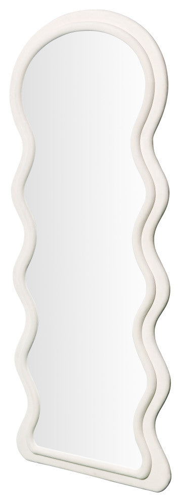 Rhodes Velvet Floor Mirror, Cream