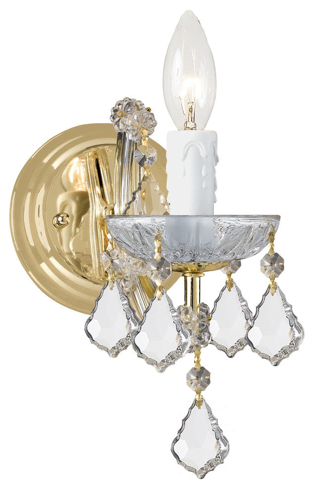 Maria Theresa 1 Light Clear Crystal Gold Sconce