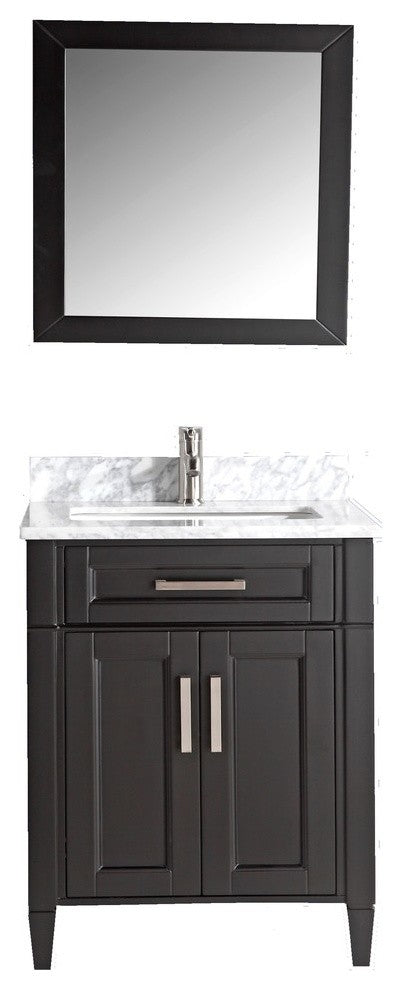 Vanity Set With Carrara Marble Top, 30", Espresso, Led Touch-Switch Mirror