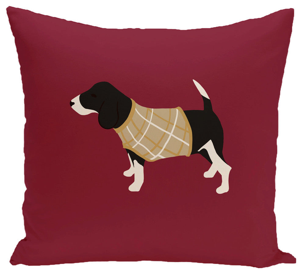 Warmest Wishes, Decorative Holiday Animal Print Pillow, Cranberry, 20"x20"