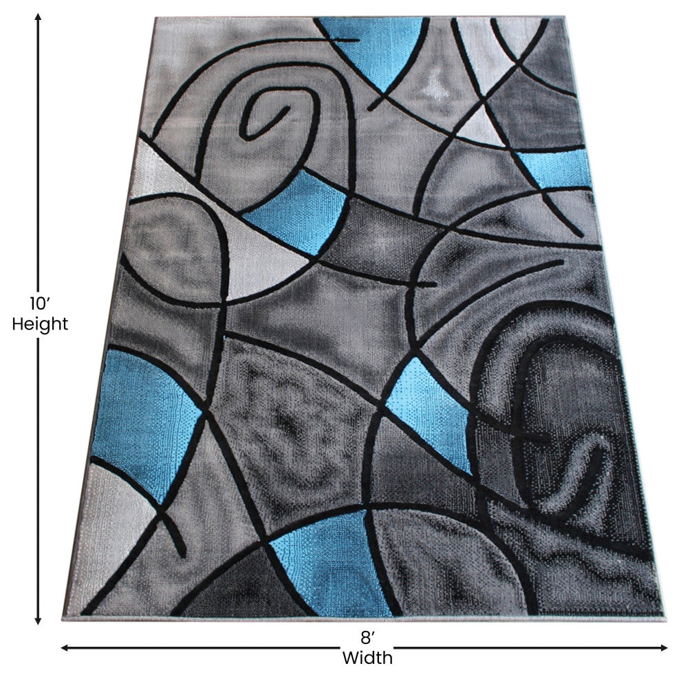 Angie Collection Rectangle 8' x 10' Abstract Area Rug, Blue