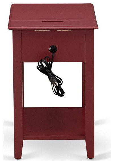 Night Stand, 1 Drawer, Stable, Sturdy Constructed Burgundy Finish