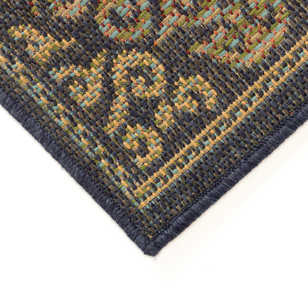 Patio Suzani Diamonds Indoor/Outdoor Rug, Navy, 7'10"x9'10"