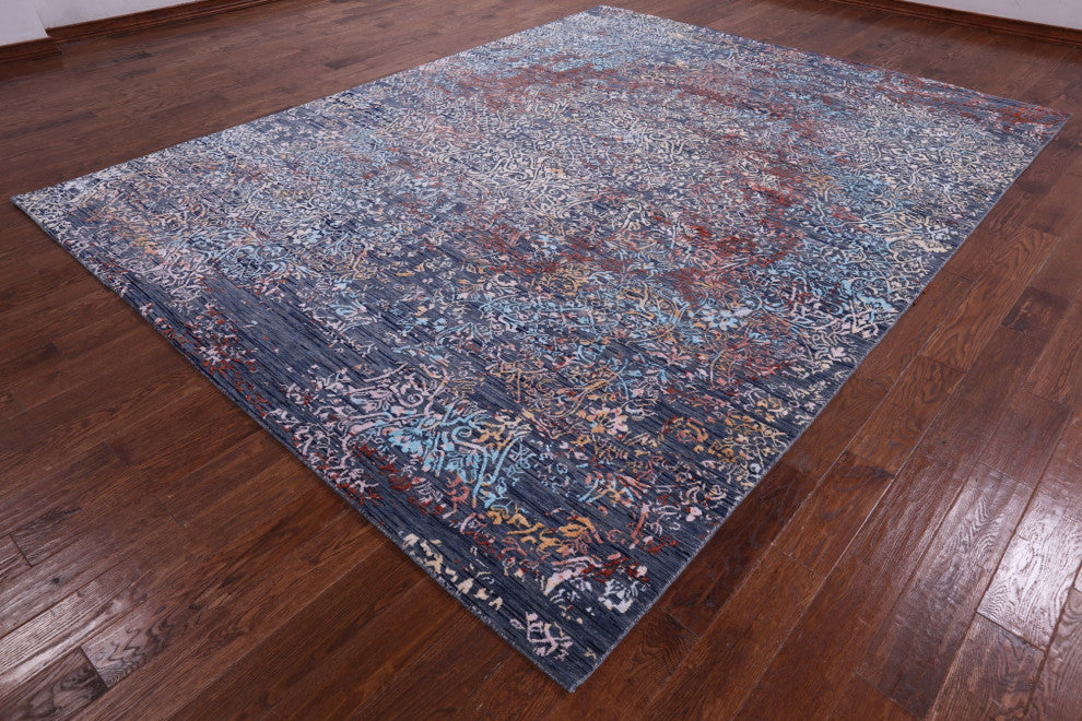 Wool and Silk Hand-Knotted Modern Rug 9' 1" X 12' 0" Q9253