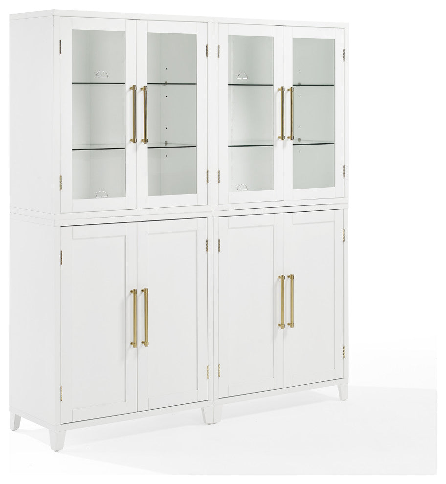 Roarke 2Pc Pantry Storage Cabinet WithGlass Door Hutch Set, 2 Pantries