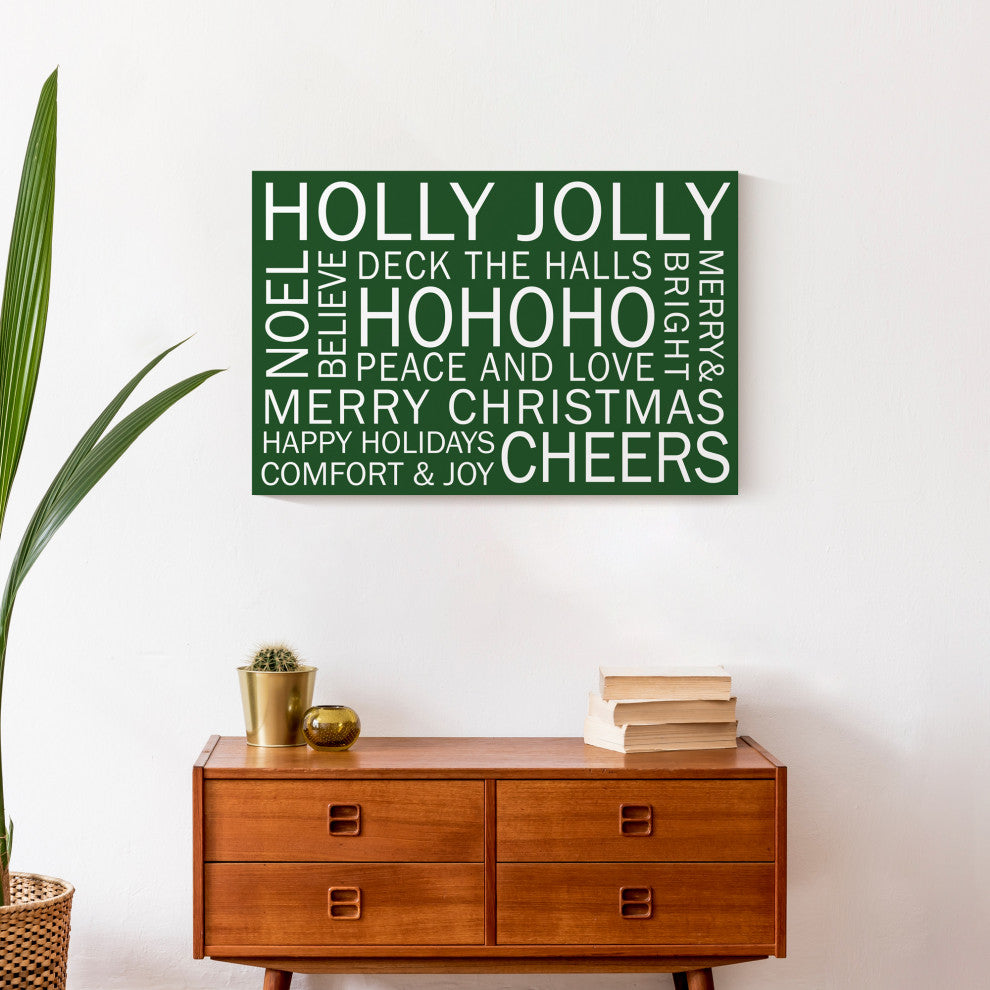 Christmas Sayings Green 3 16x24 Canvas Wall Art