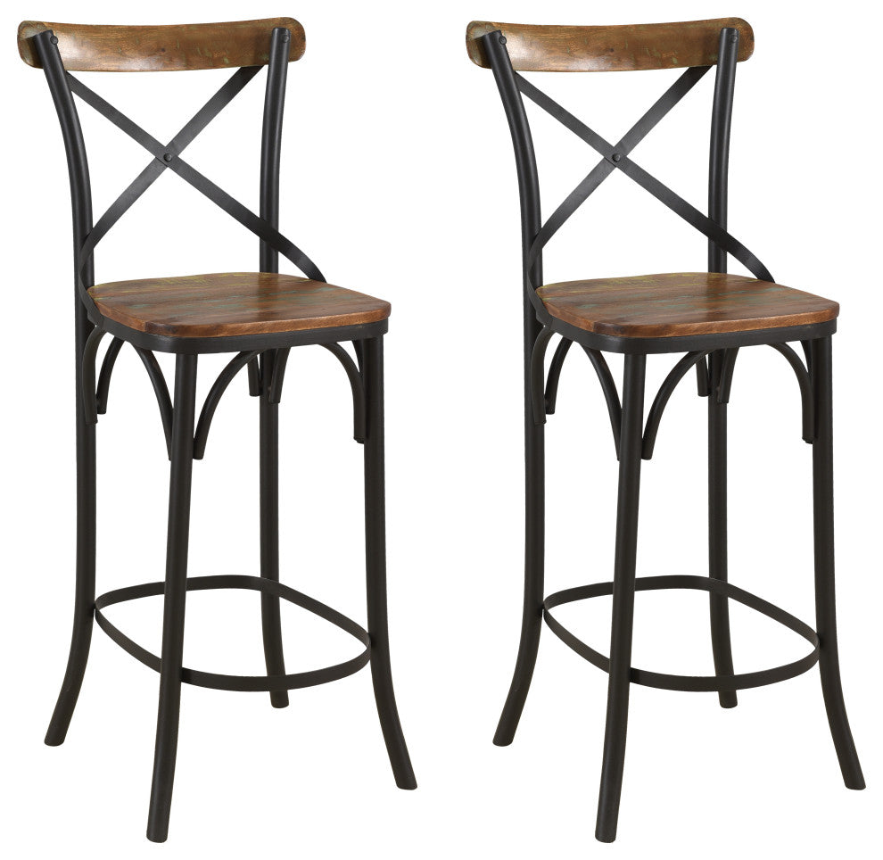 Emmett Cross-Back Counter Chair, Set of 2, Bar Height