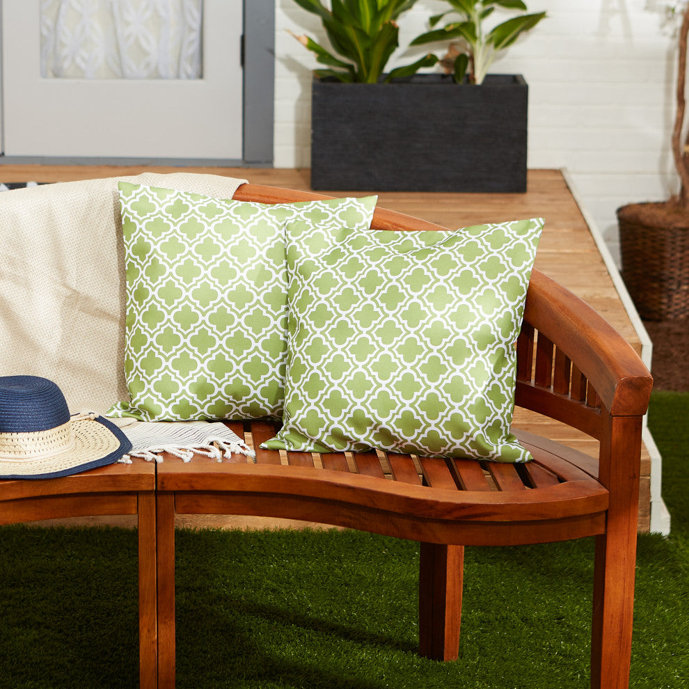 Green Lattice Outdoor Pillow Cover 18x18 (Set of 2)